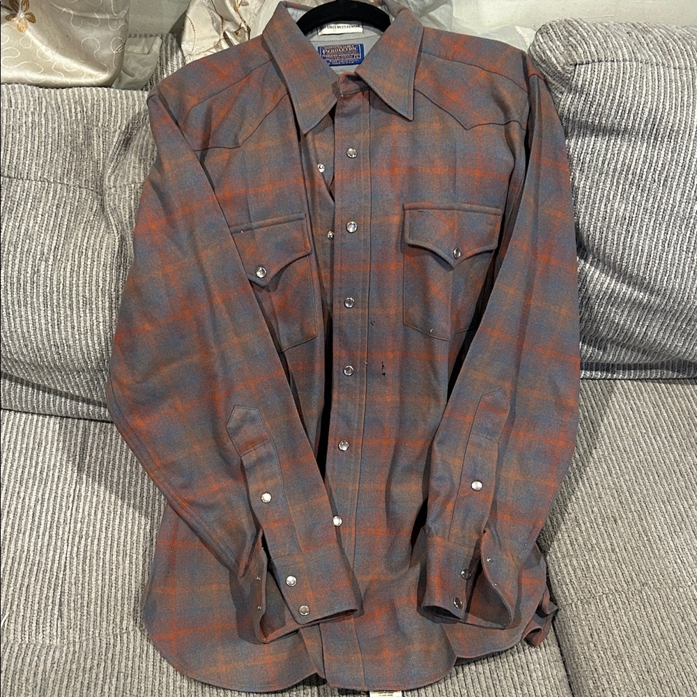 Pendleton Gray and Red Plaid Shirt